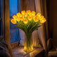 LED Tulip Night Light, Artificial Flower Table Lamp with Real Touch Petals, Battery Operated Lighted Tulip Bouquet for Bedside, Office & Home Decor
