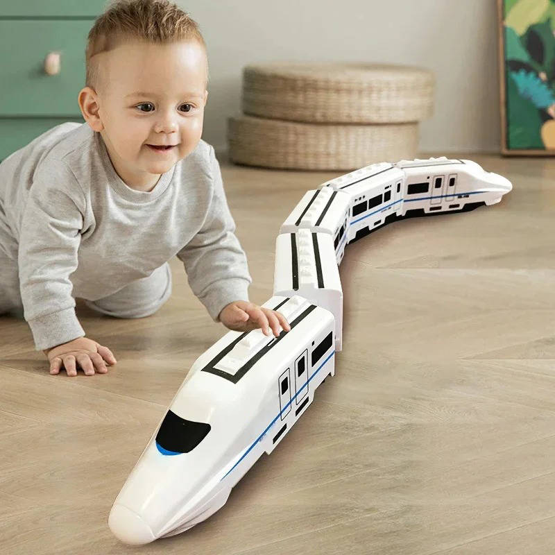 Interactive Train Toy with Four Detachable Cars and Flashing Lights for Toddlers