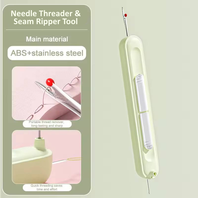 Dual Function Needle Threader with Seam Ripper, Stainless Steel