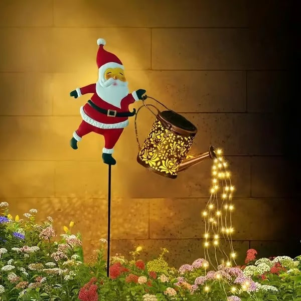 Solar Christmas Kettle Light with Cascading LED Effect and Ground Stakes