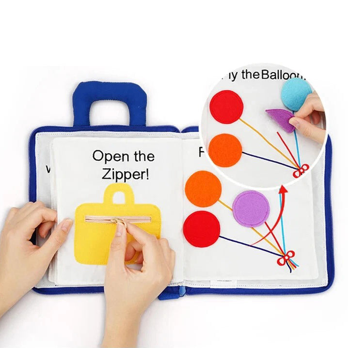 Soft Cloth Activity Book with Crinkle Tabs and 3D Shapes for Babies 0-6 Years