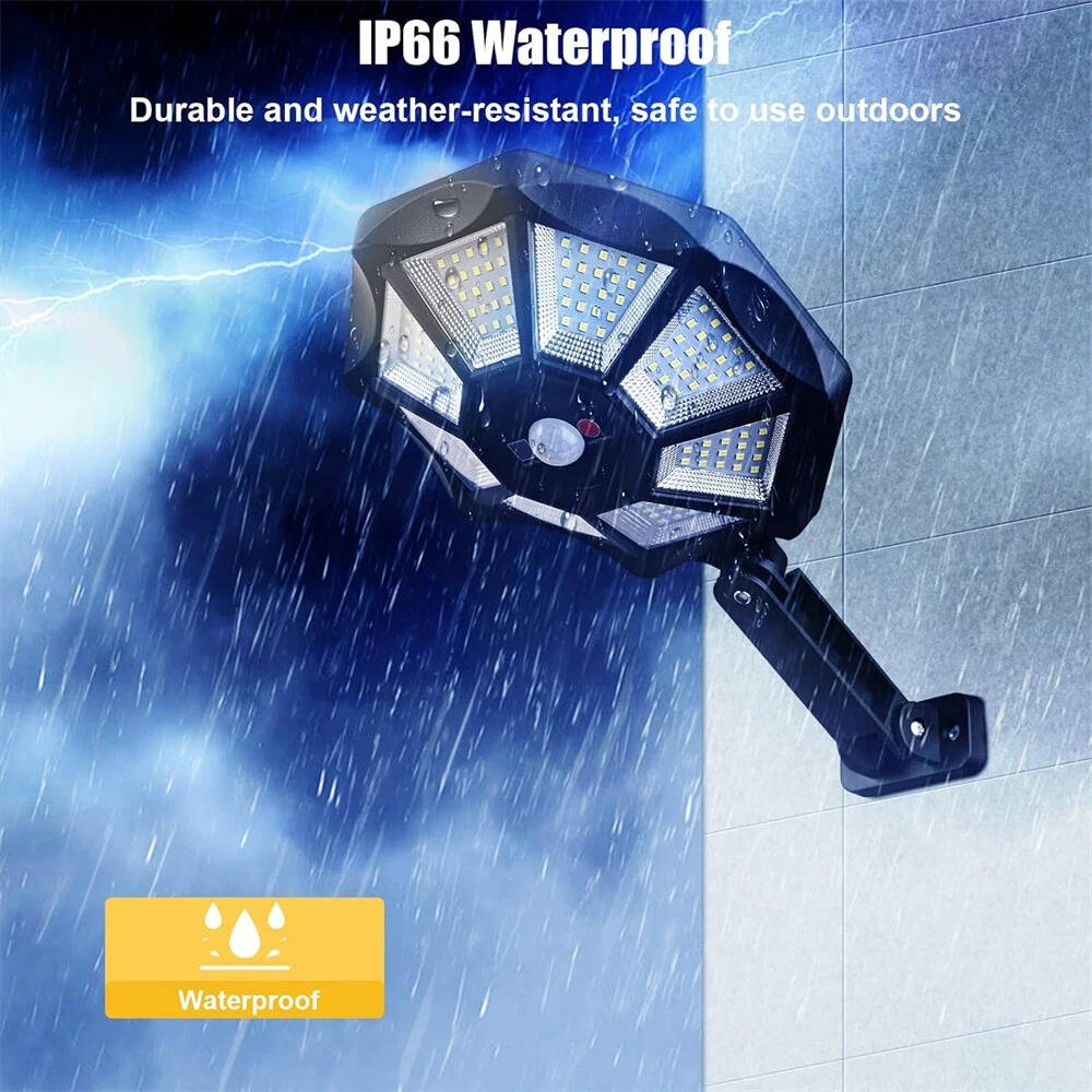 Solar Motion Sensor Flood Light 168 LED, Outdoor Dusk to Dawn Security Light Waterproof Solar Lamp