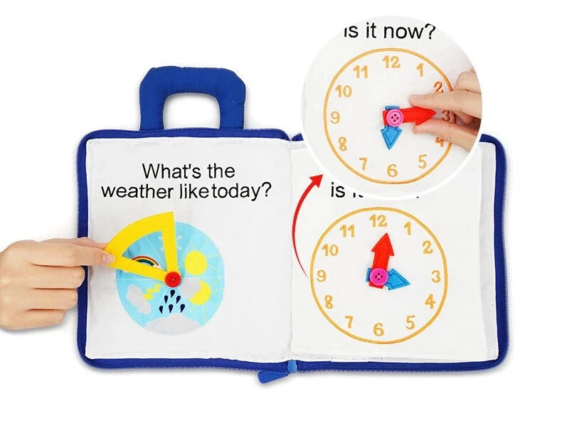Soft Cloth Activity Book with Crinkle Tabs and 3D Shapes for Babies 0-6 Years