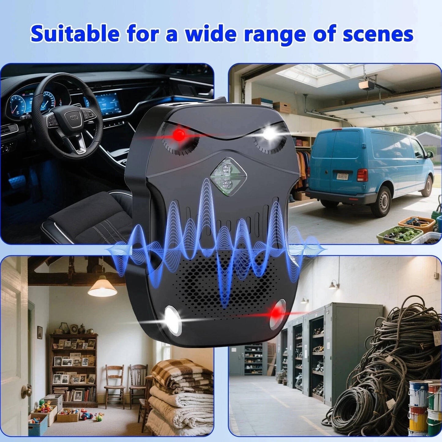 2 Pack Ultrasonic Car Rodent Repeller, Under Hood Wire Rat and Mouse Deterrent for Vehicle Engine Protection