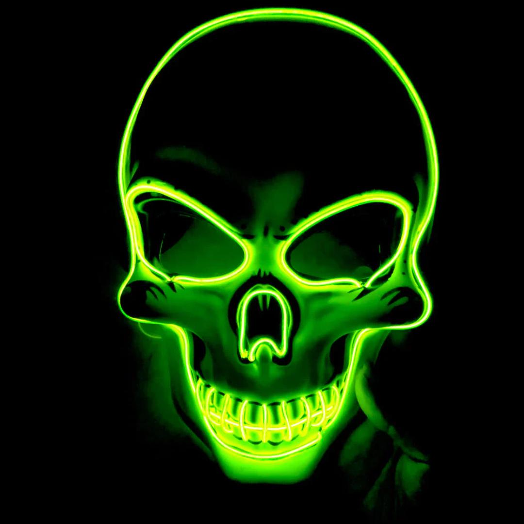 LED Skeleton Face Mask with Four Lighting Modes and Ten Color Options