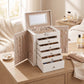 Six Tier Jewelry Box with Built In Mirror and Locking Front Closure