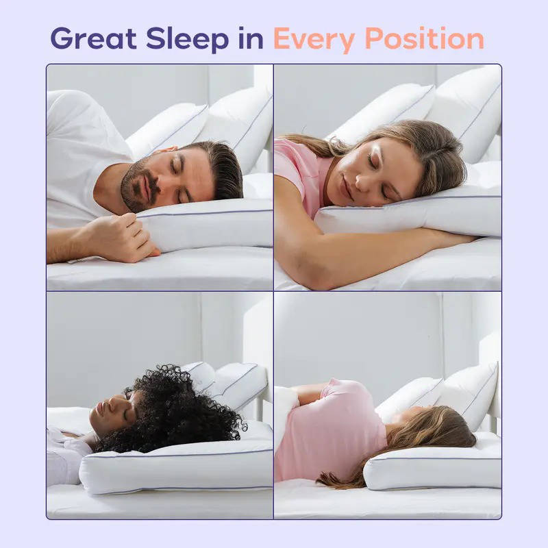 Ergonomic Adapt Pillow with 5 Sleep Zones, Soft Hotel Feel Neck Support for All Sleeping Positions