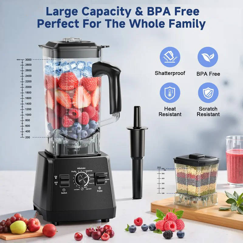 2 in 1 Countertop Blender and Grinder, 68oz BPA Free Container with Coffee and Spice Grinder, Powerful Ice Crusher for Smoothies and Frozen Drinks