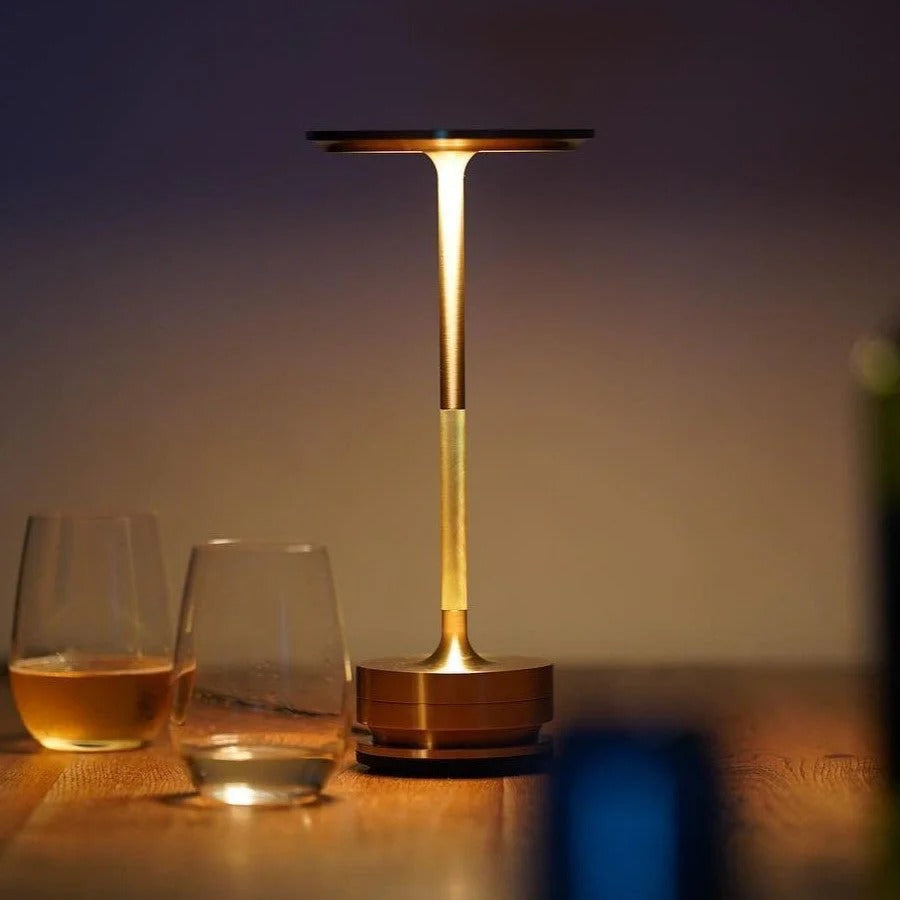 Cordless LED Table Lamp, 3 Colour Touch Dimmable & Rechargeable, Metallic