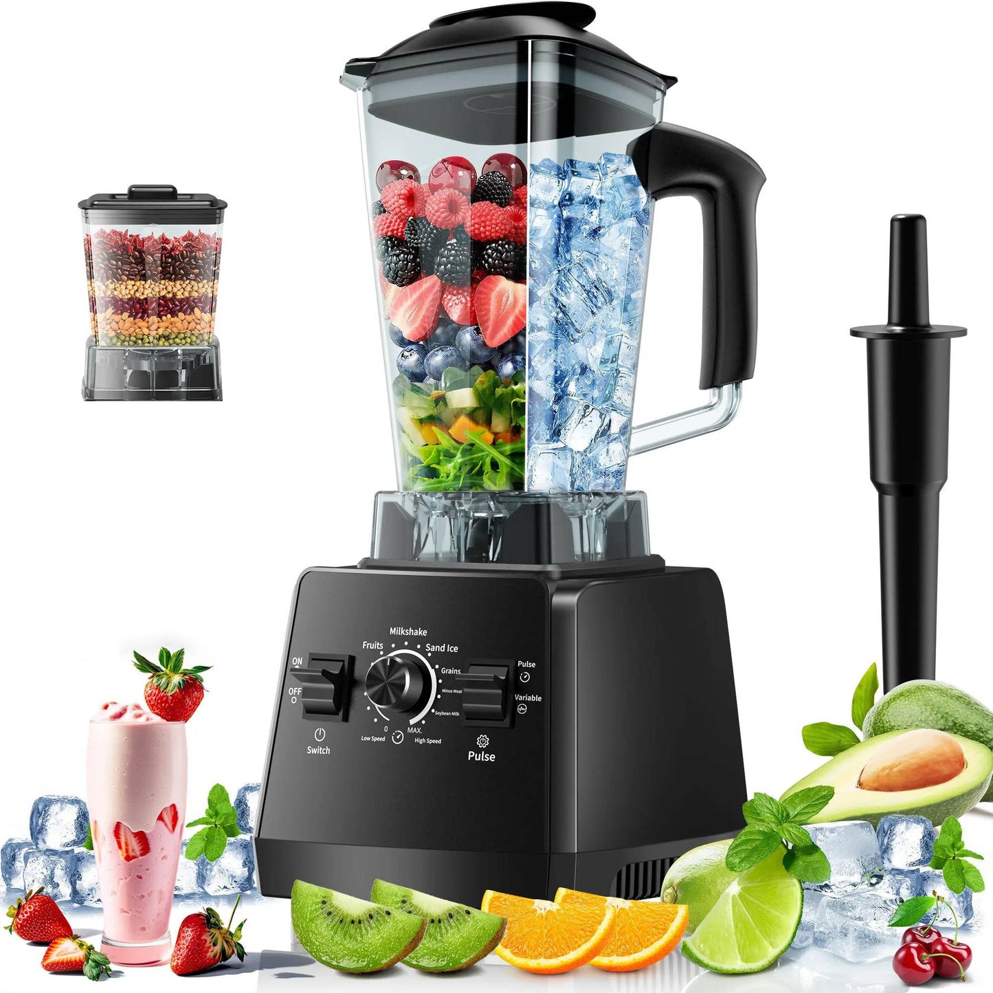 2 in 1 Countertop Blender and Grinder, 68oz BPA Free Container with Coffee and Spice Grinder, Powerful Ice Crusher for Smoothies and Frozen Drinks