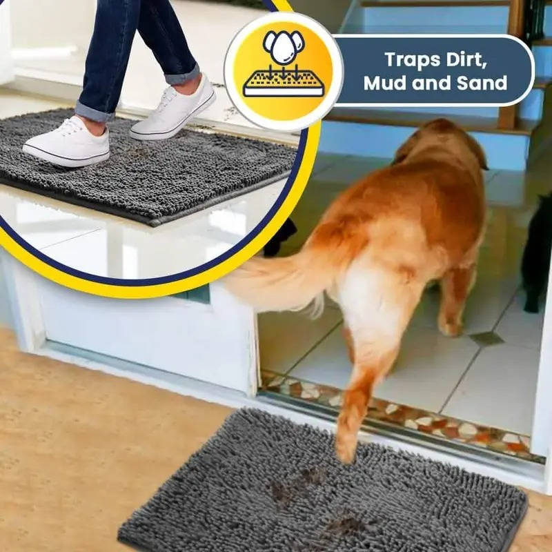 Mud Rug Door Mat, Super Absorbent Indoor/Outdoor Mud Scraper, Non-Slip Washabl
