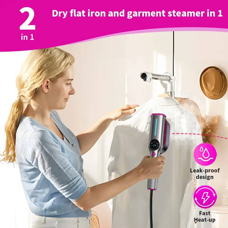 Portable Travel Garment and iron Steamer for Clothes, 7 Mode LED Display with 5s Fast Heating & 90 Degree Swivel Handle