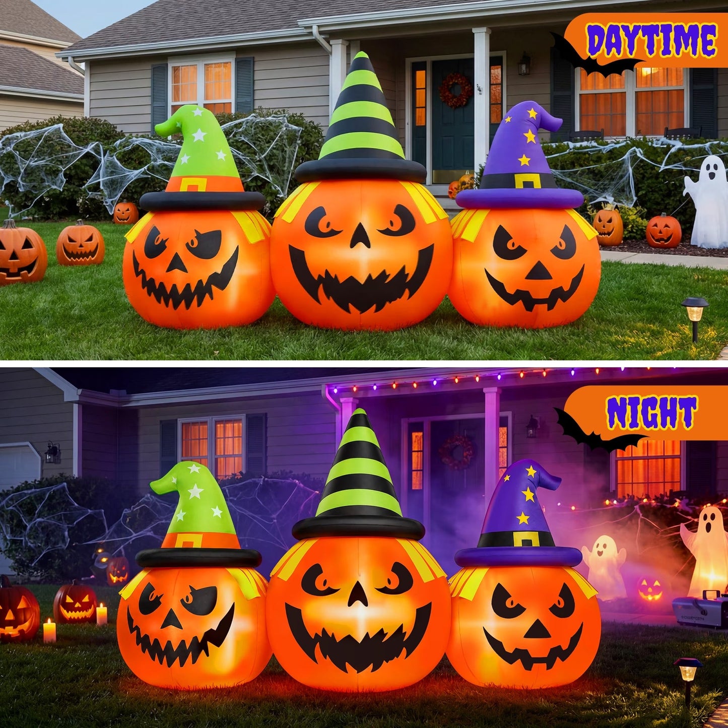 Inflatable Pumpkin Yard Display with Built-In LED Lights and Air Blower, 6 Feet Wide
