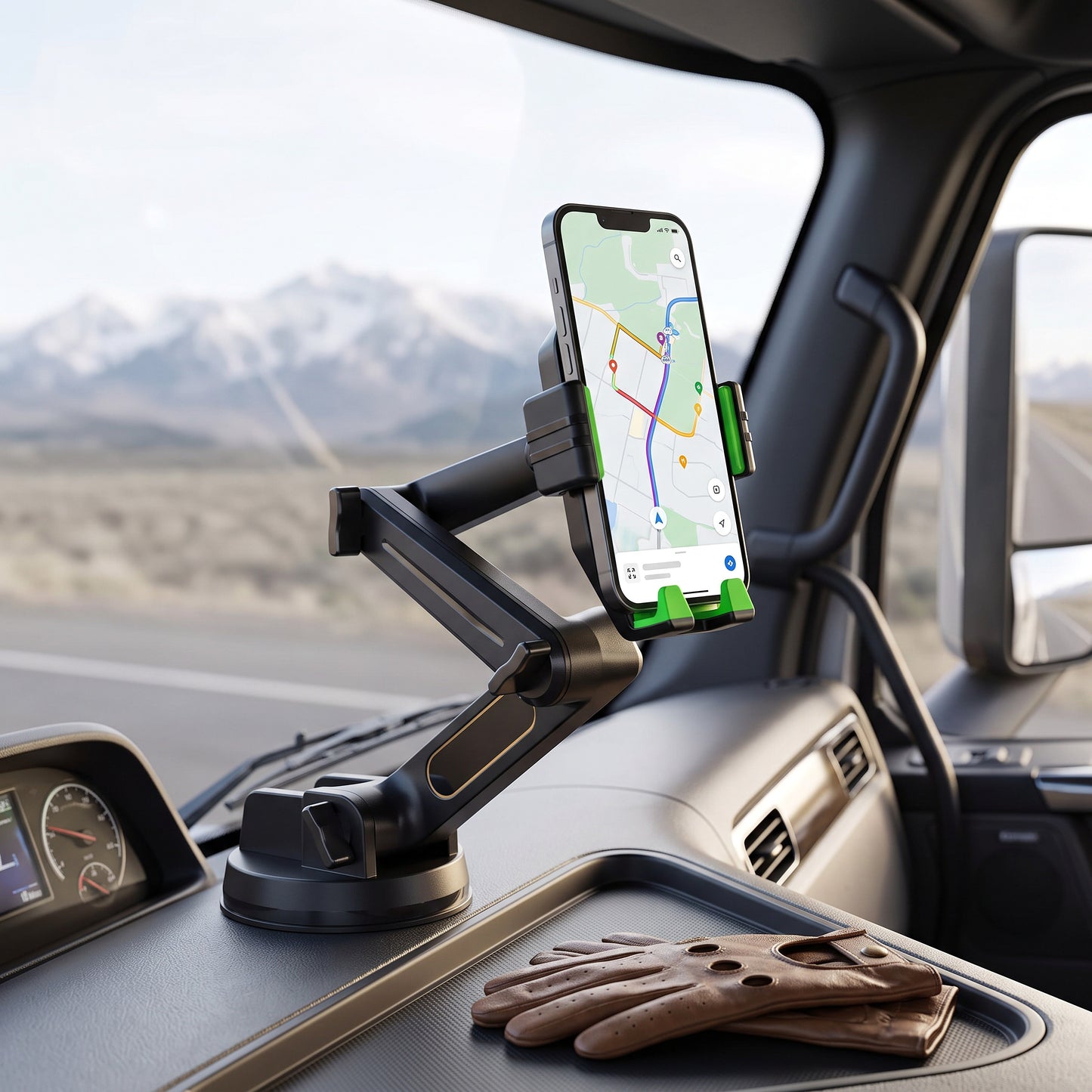 Vehicle Phone Mount with Gel Suction Cup and 16.9in Extending Arm, 360 Degree Rotation