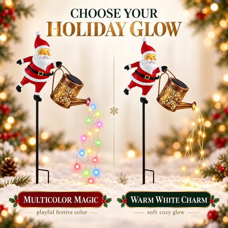 Solar Christmas Kettle Light with Cascading LED Effect and Ground Stakes