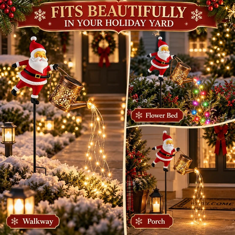 Solar Christmas Kettle Light with Cascading LED Effect and Ground Stakes