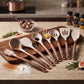 Kitchen Utensils Set with Silicone Heads and Wooden Handles, 10-Piece