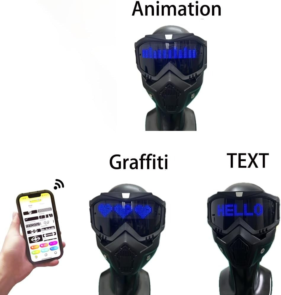 LED Costume Mask with App Control and Custom Display Animations