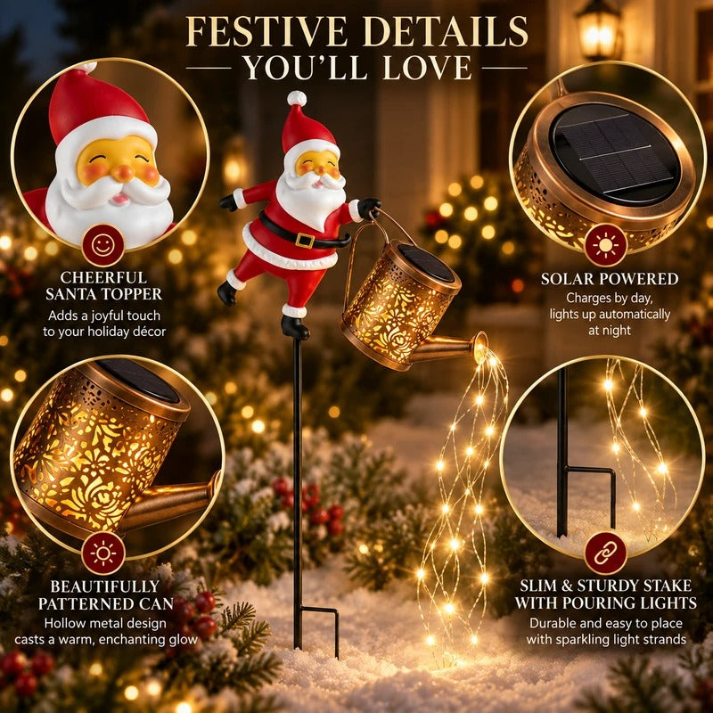 Solar Christmas Kettle Light with Cascading LED Effect and Ground Stakes