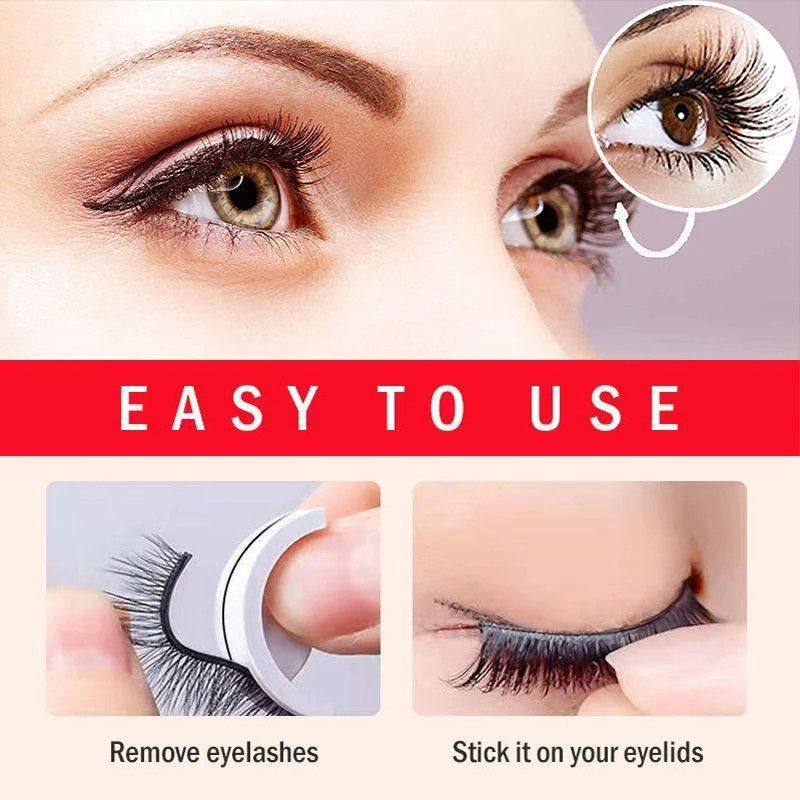Self-Adhesive Eyelashes with Reusable Synthetic Fibers and Replacement Strips
