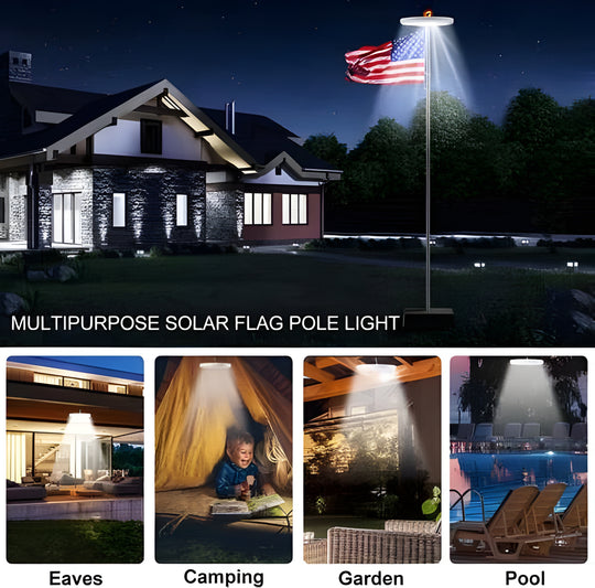 Solar Flagpole Light, LED Disc Topper with Automatic Night Sensor
