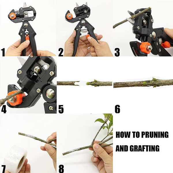 Grafting Tool with Three Interchangeable Blades and Ergonomic Handle, Safety Lock