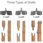 Grafting Tool with Three Interchangeable Blades and Ergonomic Handle, Safety Lock