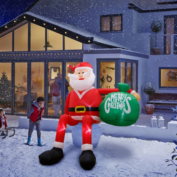 8-Foot Climbing Santa Inflatable with LED Lights and Installation Kit