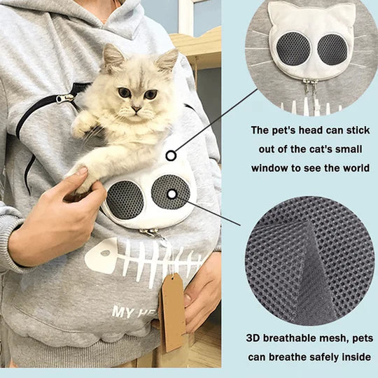 Cozy Cat Lover Hoodie with Built-In Cuddle Pouch