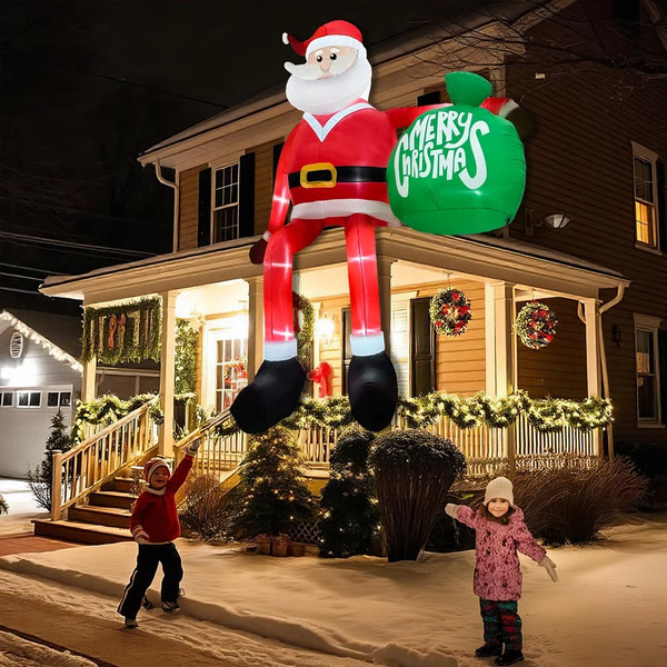 8-Foot Climbing Santa Inflatable with LED Lights and Installation Kit
