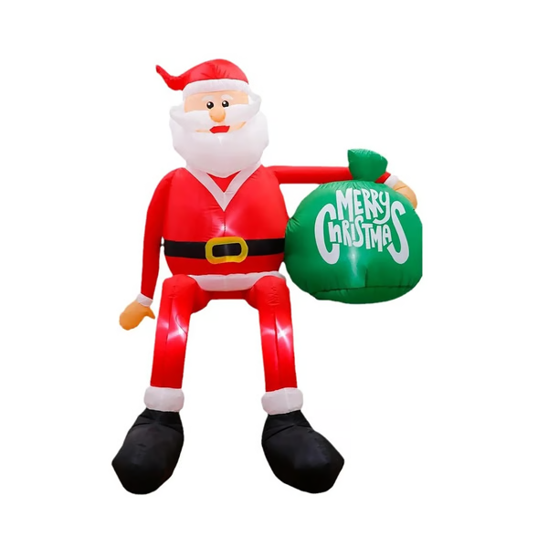 8-Foot Climbing Santa Inflatable with LED Lights and Installation Kit