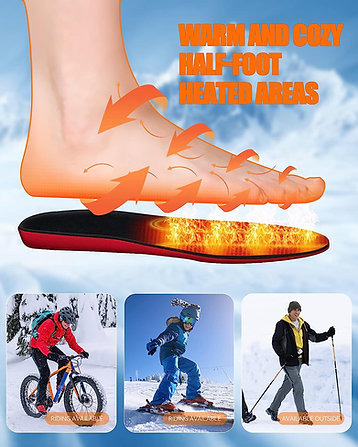 USB-Powered Carbon Fiber Heated Insoles with Even Heat Distribution for Men and Women