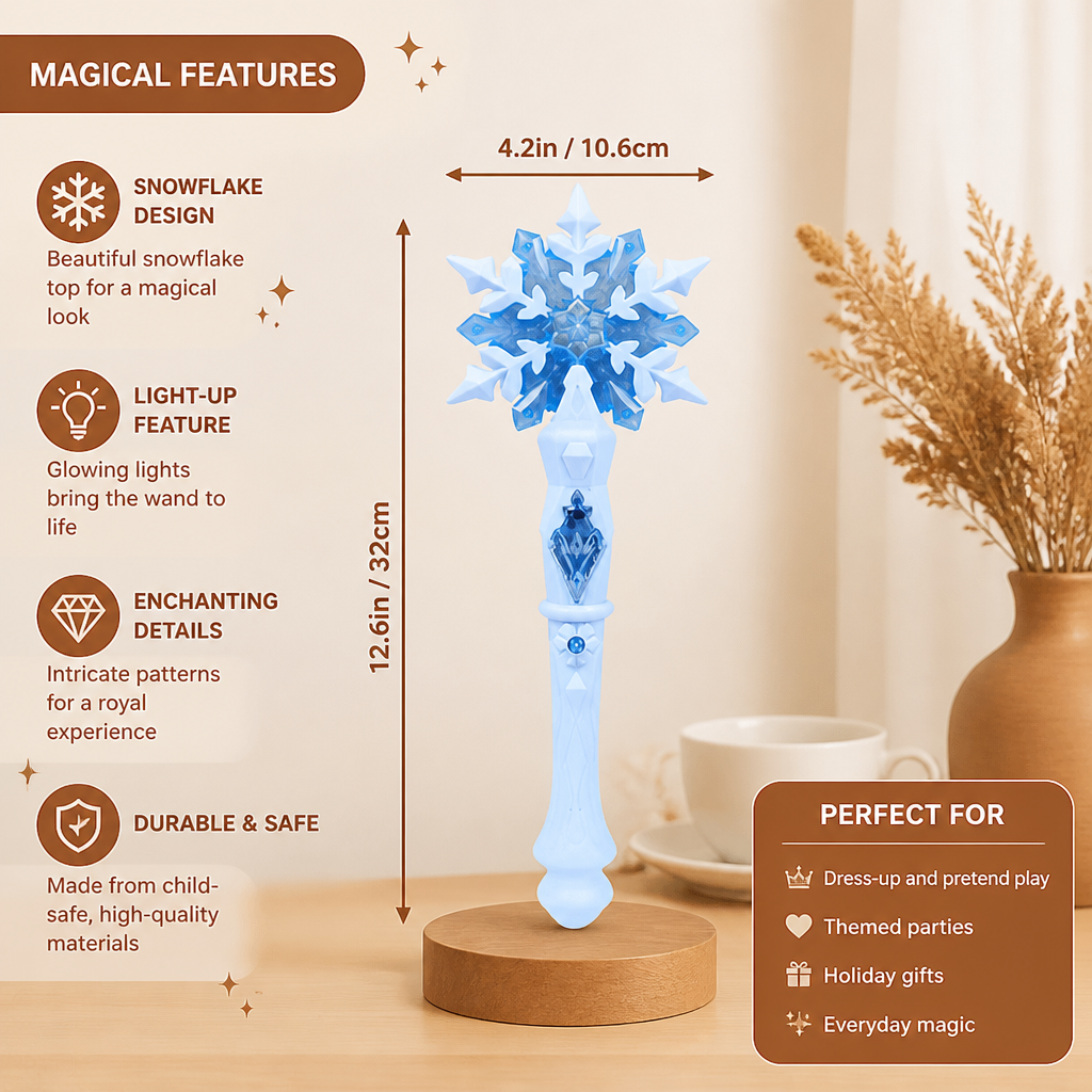 Glowing Snowflake Wand with Light Effects for Children Dress Up Play