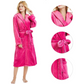 Ladies Fleece Bathrobe with Hood – Vivianne-Bordeaux Red-S-M-Nora Luxe