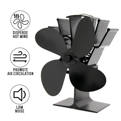 Stove Fan with Thermoelectric Power and Quiet 4-Blade Design, Anodized Aluminum
