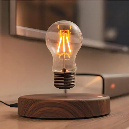 Levitating Lamp with Magnetic Floating Bulb and Walnut Wood Base, 50000 Hour Lifespan