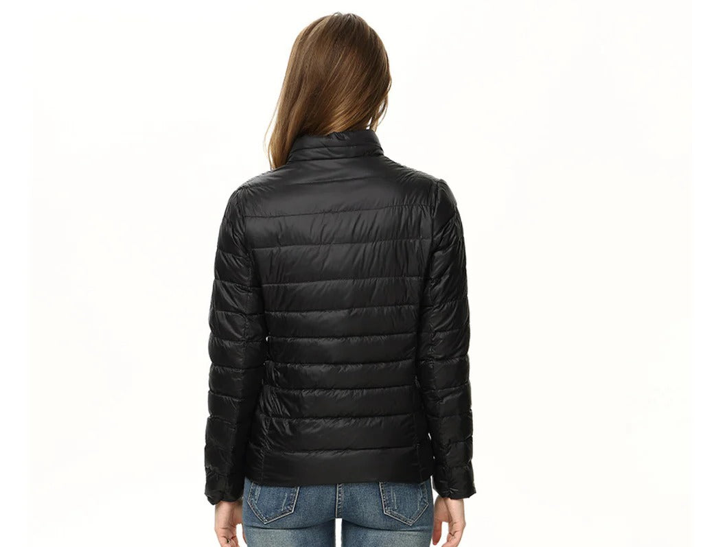 Womens Short Jacket with Front Placket Closure and Regular Fit