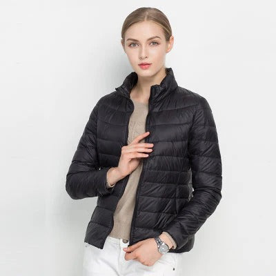Womens Short Jacket with Front Placket Closure and Regular Fit