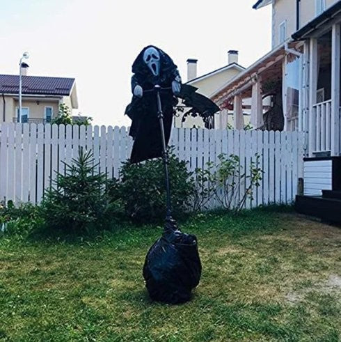 Ghost Face Flying Scarecrow with Screaming Mask for Outdoor Halloween Yard Decoration