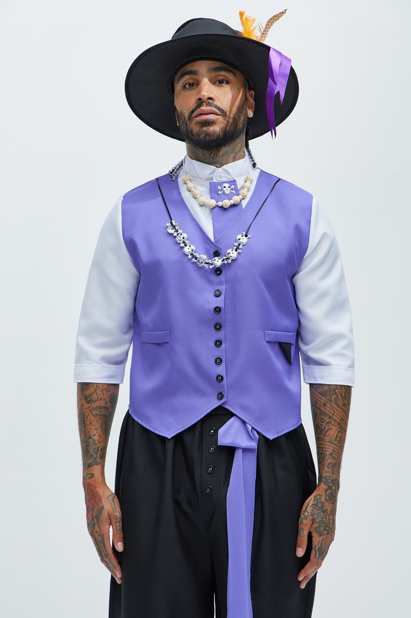 Men's Ceremonial Costume in Purple with Velvet Coat and Top Hat