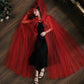 Hooded Witch Cloak with Sheer Mesh Fabric for Halloween and Cosplay