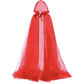 Hooded Witch Cloak with Sheer Mesh Fabric for Halloween and Cosplay