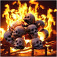Ceramic Fire Pit Skull Logs with Heat Resistant Design for Halloween Bonfires