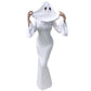 Ghost Bride Cosplay Costume with Sleeveless Ruched Mini Dress and Face Mask