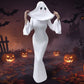 Ghost Bride Cosplay Costume with Sleeveless Ruched Mini Dress and Face Mask