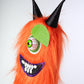 Artificial Furry Monster Eyeball Floral Spray with Orange Tinsel for Halloween Decor