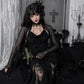 Women Gothic Lace Crop Top with Flared Bell Sleeves and Lace Up Front