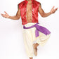 Men's Three Piece Royal Costume Set with Red Velvet Jacket and Decorative Trim