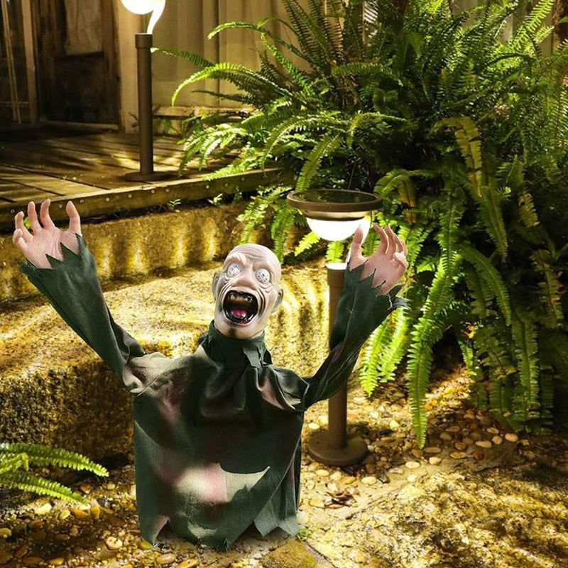 Hanging Halloween Tree Ghost Prop with Glowing Red Eyes and Motion Activation