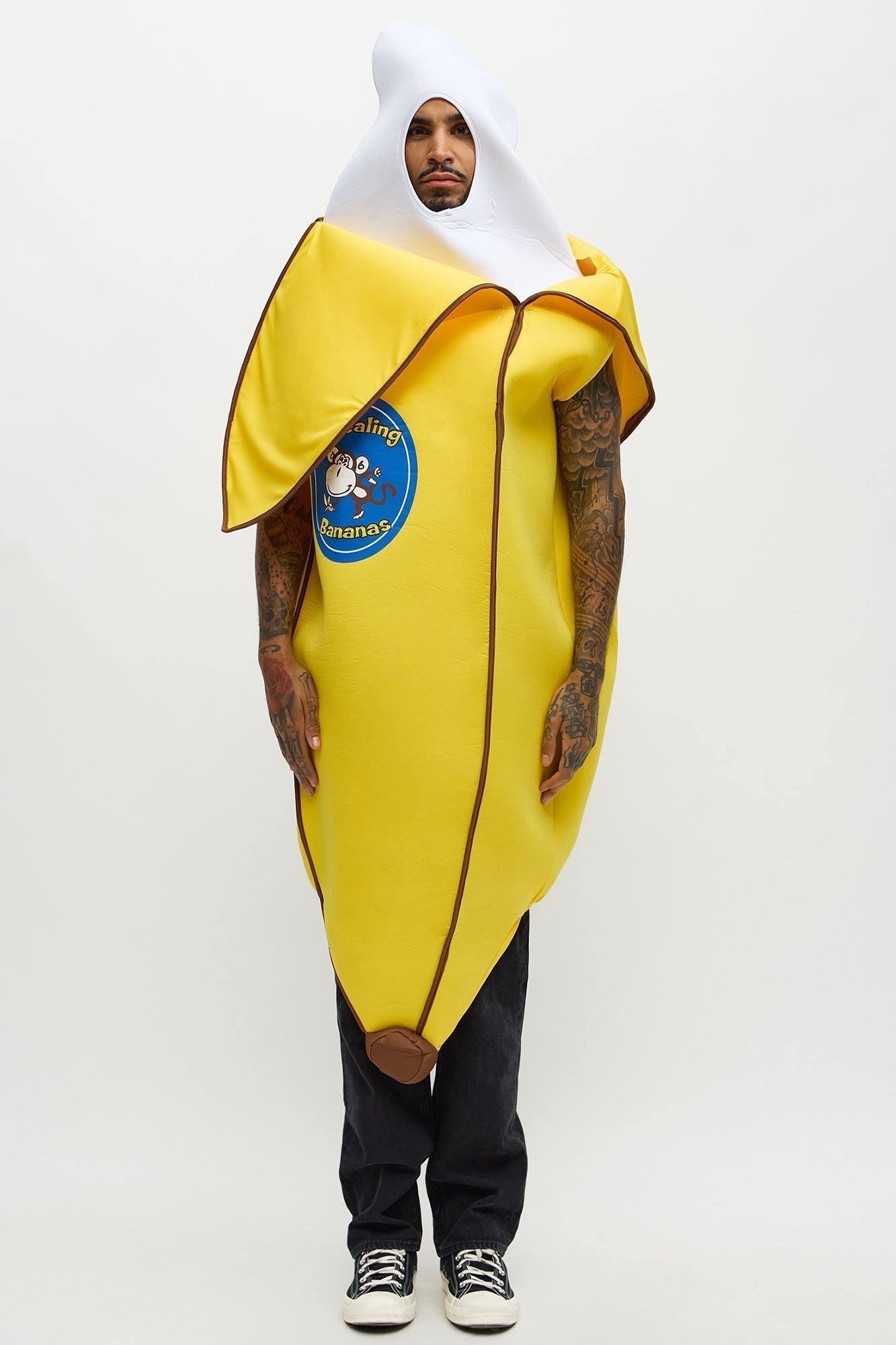Yellow Banana Costume Tunic with Foam Structure and Open Face Design